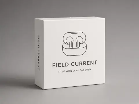 Earbuds Packaging — premium catalog hero photograph